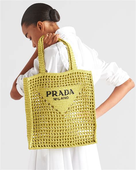 prada tropico bag|Citron Green Raffia tote bag .